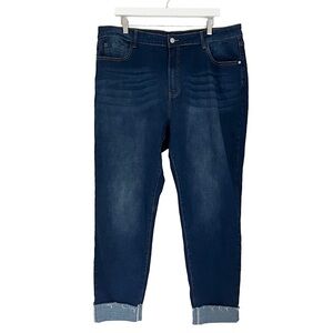 Shein Curve Women’s Rolled Hem Jeans Medium Wash Blue Size‎ 4XL